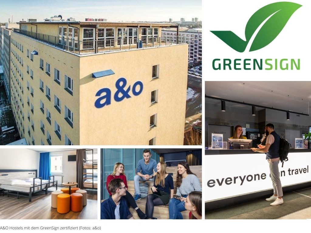 a&o als grünste Hostelkette Europas mit dem GreenSign zertifiziert
