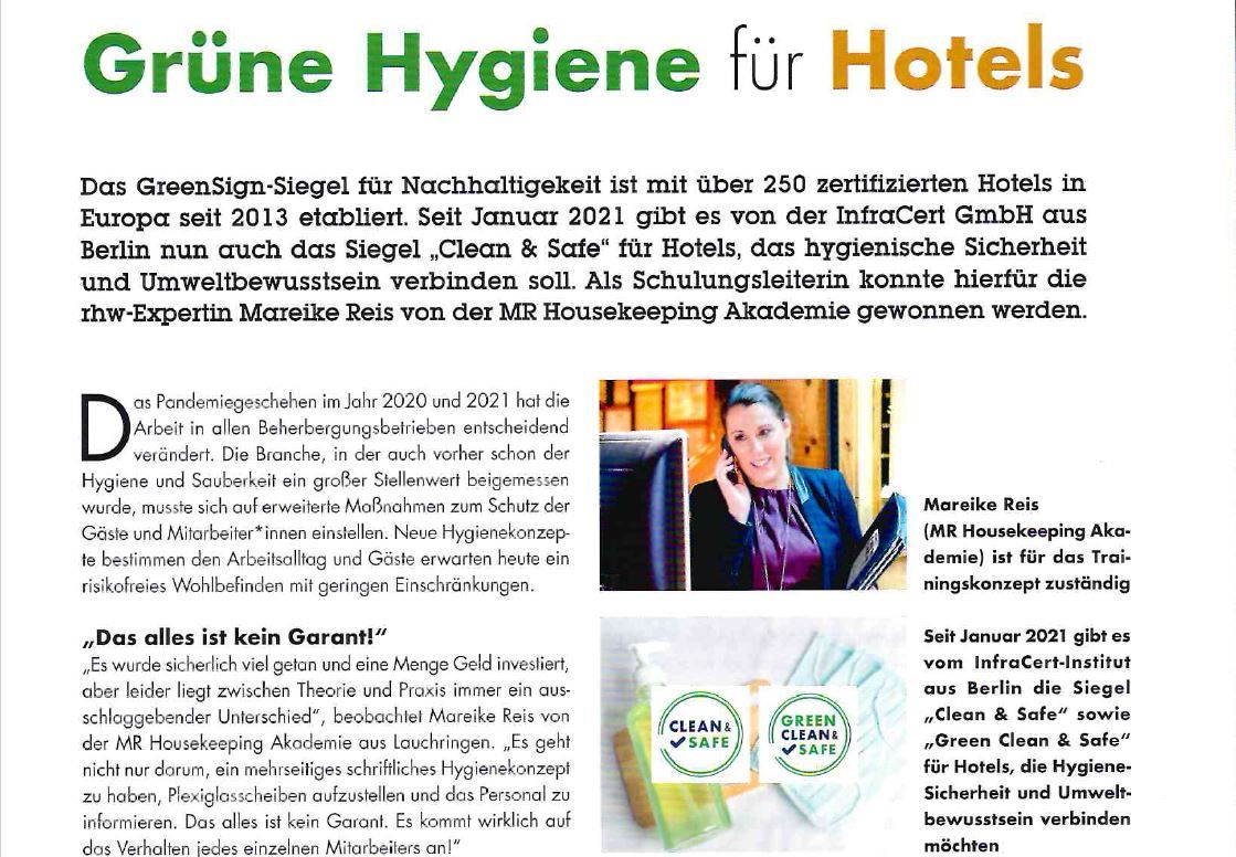 Green Clean & Safe im rhw Management Magazin