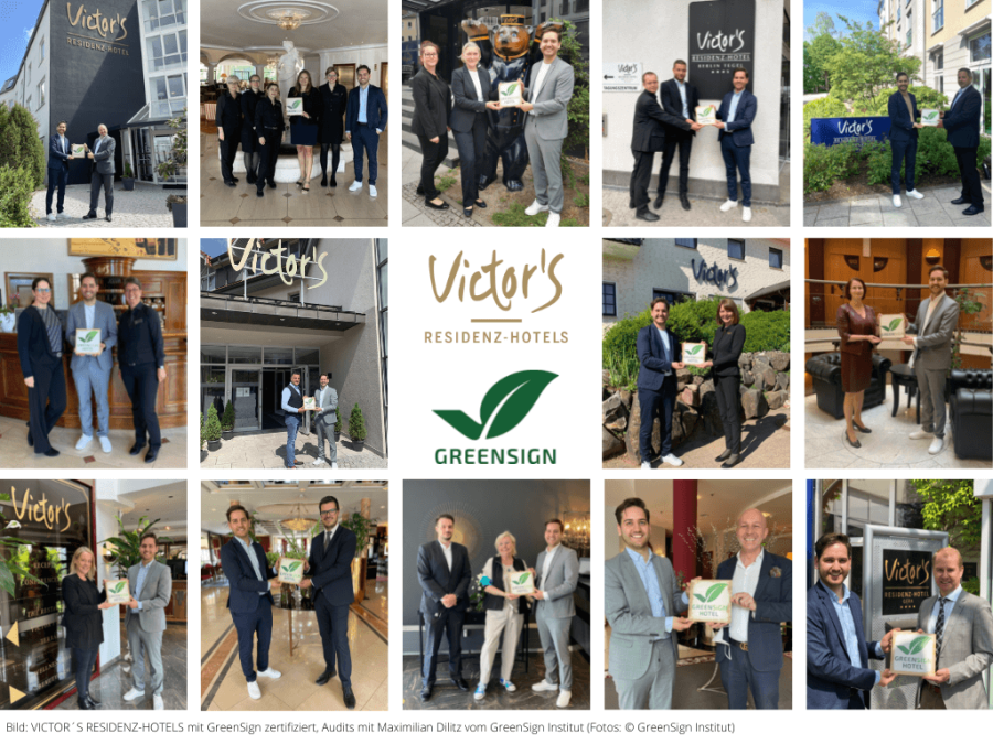 GreenSign Zertifizierung Victors Hotels Collage aller Zertifikatübergaben