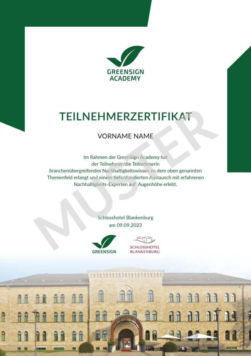 Musterzertifikat GreenSign Academy