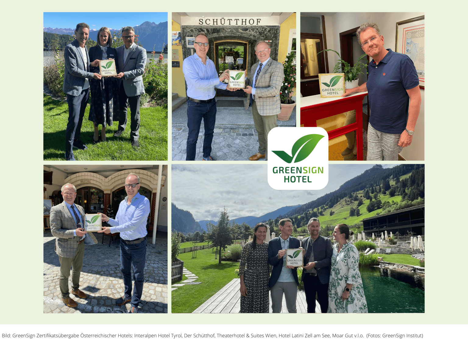 GreenSign Zertifikatsübergabe an Hotels in Österreich