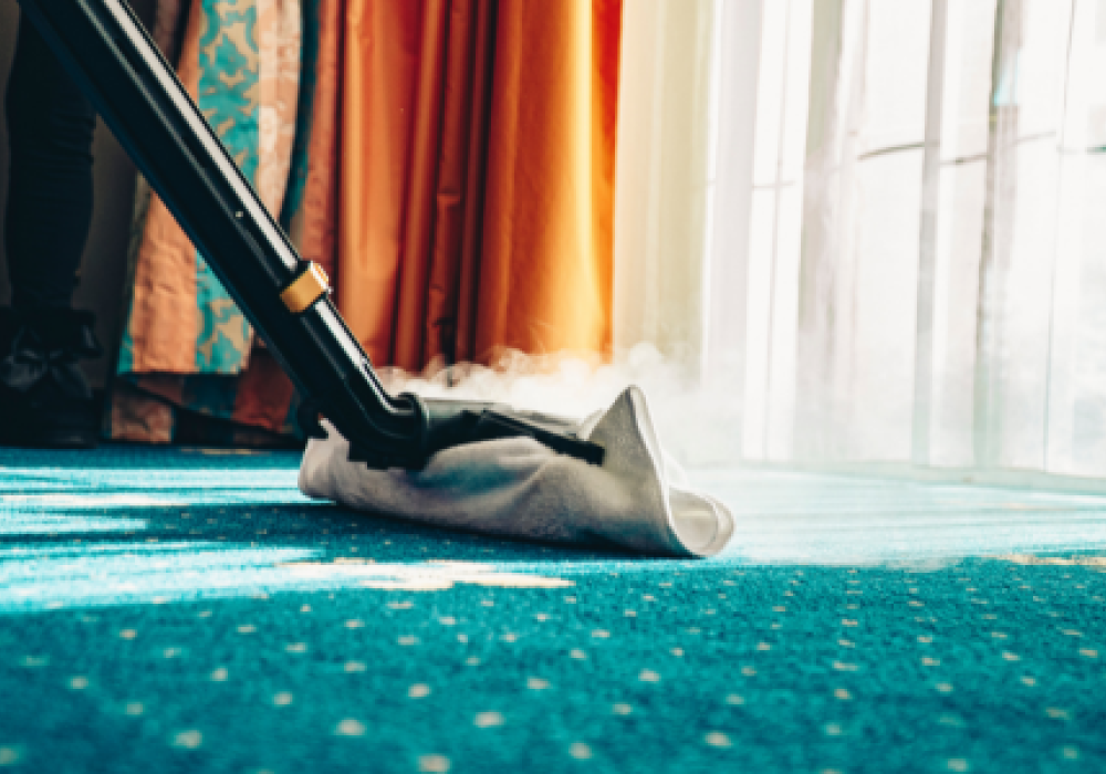 Trockendampfgerät auf Teppich
