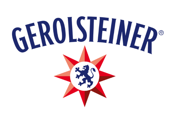 Logo Gerolsteiner blauer Schriftzug und roter Stern