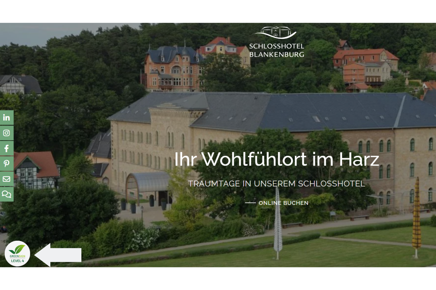 Schlosshotel Blankenburg Website