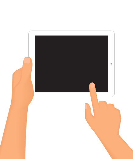 Grafik einer Hand mit einem Ipad