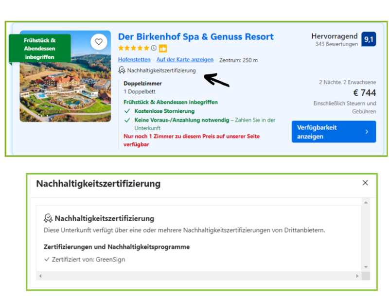 Booking Nachhaltigkeit neue Darstellung