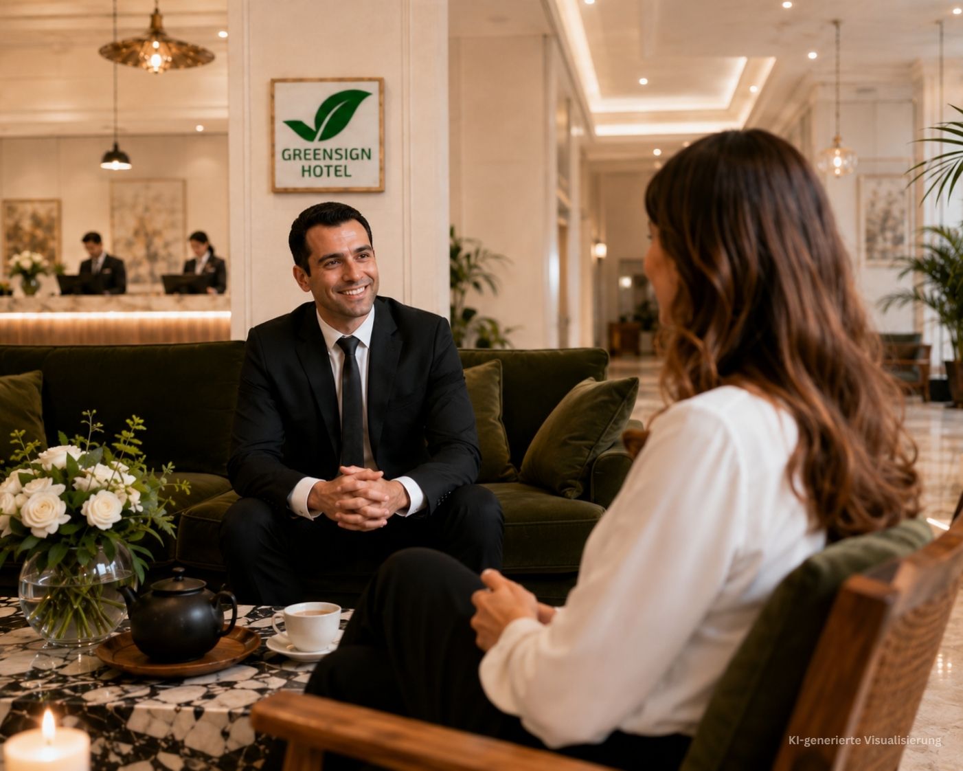 GreenSign Auditor Gespraech mit Mitarbeiter
